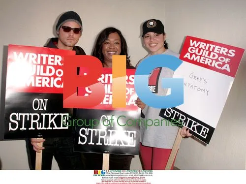 Justin Chambers at Writers Strike Picket