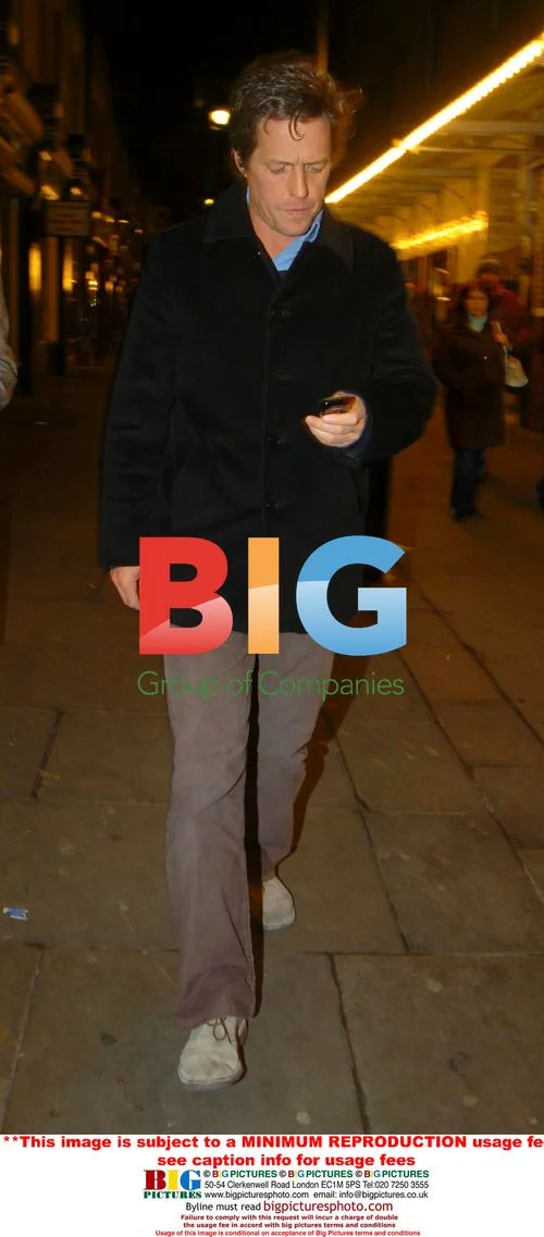 Hugh Grant and friends leave Covent Garden restaurant