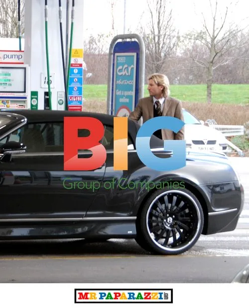 Robbie Savage with Bentley at Petrol Station