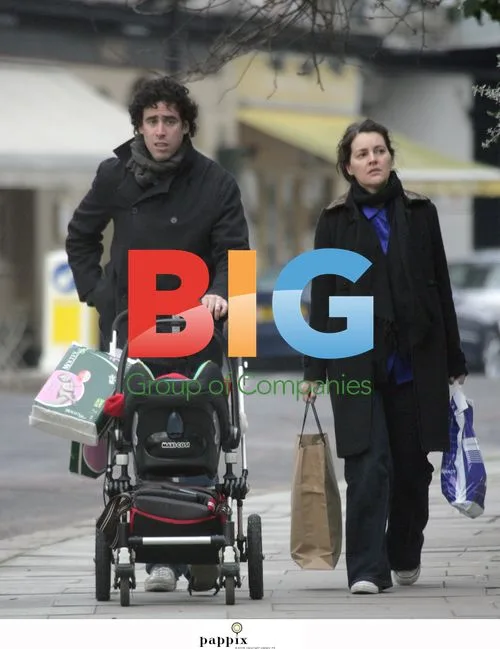 Stephen Mangan and Wife with Baby in London