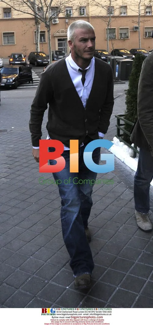 David Beckham Arrives at Favorite Madrid Restaurant