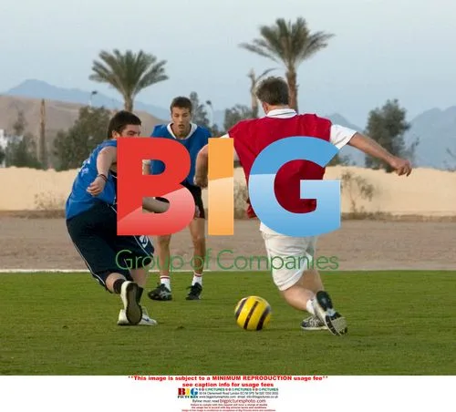 Tony Blair and son Euan play football on vacation in Sharm El Sheikh