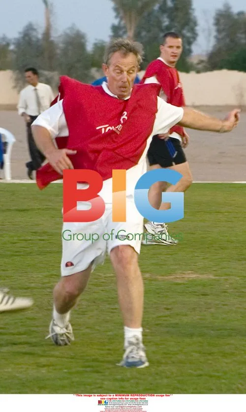 Tony Blair and Son Play Football in Egypt