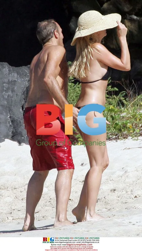 Nicollette Sherdian and Michael Bolton on Flamands Beach in St Barts