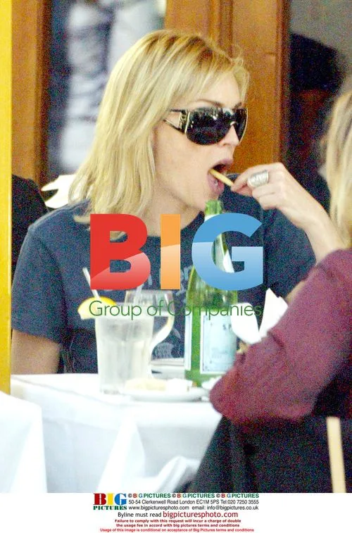 Sharon Stone Entertains Friend During Lunch