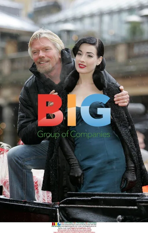 Sir Richard Branson and Dita Von Teese at Virgin Media Launch