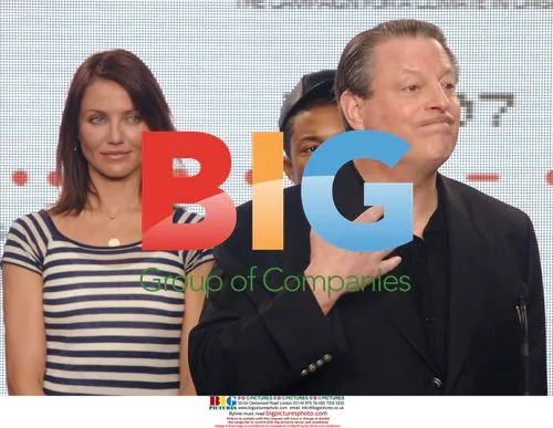 Al Gore, Cameron Diaz, and Fher Olvera at News Conference