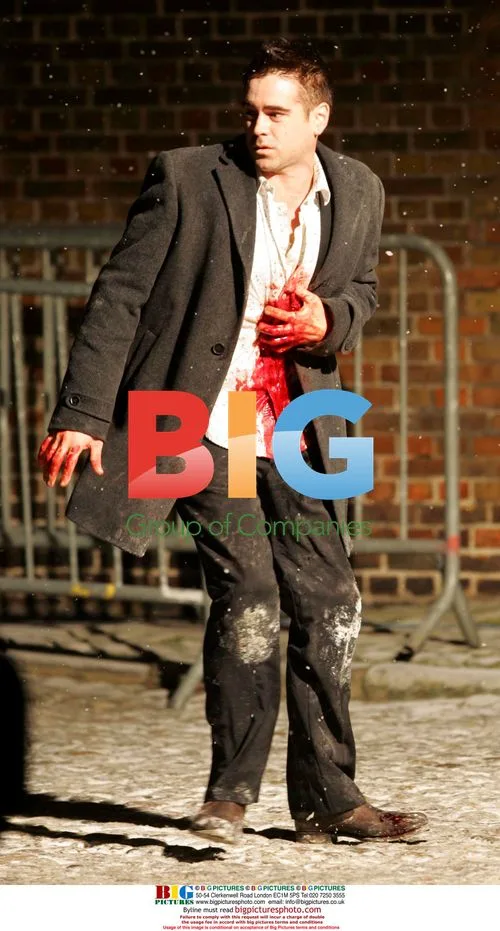 Colin Farrell on set of "In Bruges"