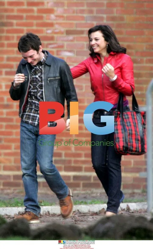 Elijah Wood and Leonor Watling on film set of Oxford Murders