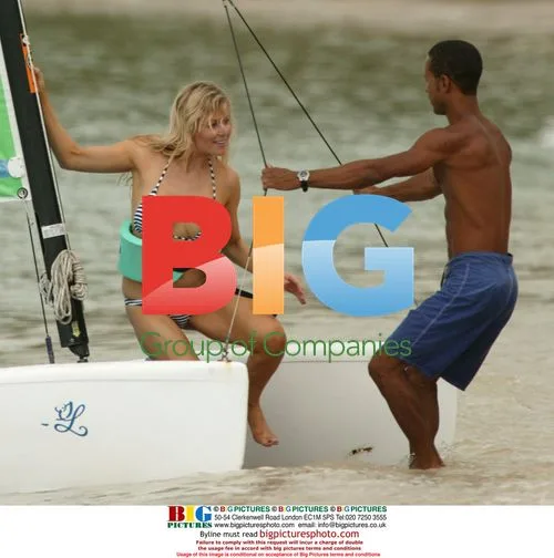 Abi Titmuss Windsurfing in Caribbean