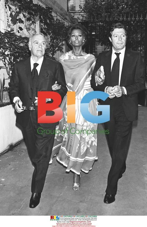 Sophia Loren with Carlo Ponti and Marcello Mastroianni