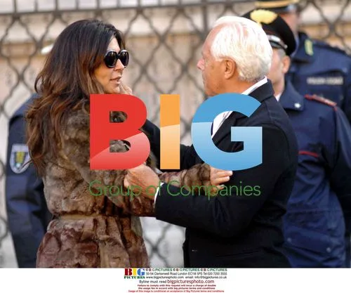 Sabrina Ferilli and Giorgio Armani at Carlo Ponti's funeral