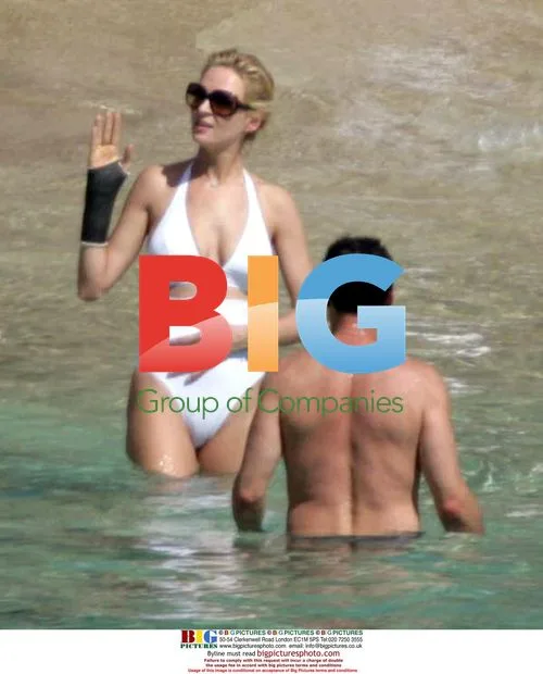 Uma Thurman and Andre Balazs on Caribbean Beach