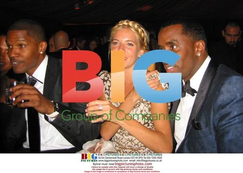 Sienna Miller with Sean Combs at 2007 Golden Globe Party