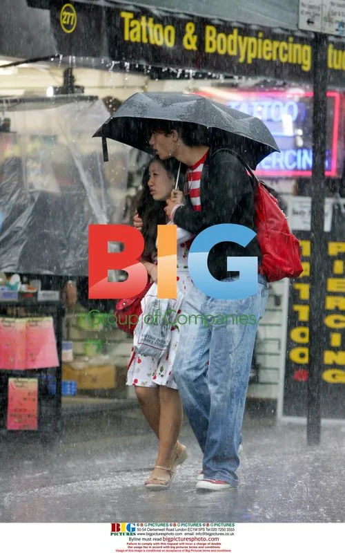 Heavy rain hits London shoppers
