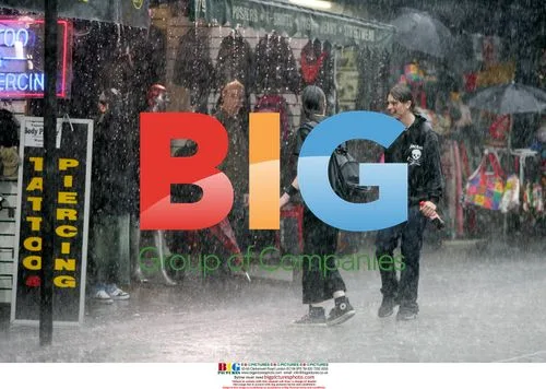 Heavy rain in London, UK