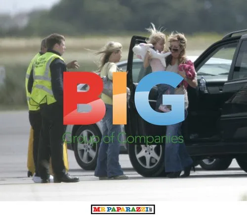 Heather Mills and daughter board private jet