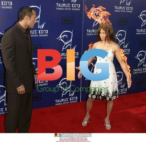 Dwayne Johnson and Angela Uyeda at 2007 Taurus World Stunt Awards