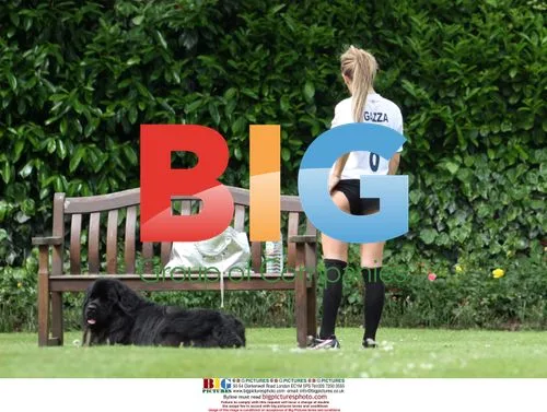 Bianca Gascoigne and her dog in London park