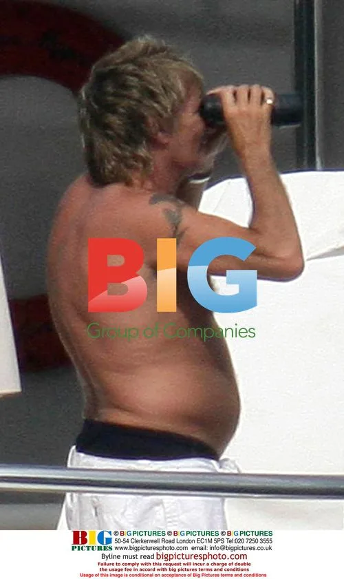 Rod Stewart, Penny Lancaster and family on yacht before wedding