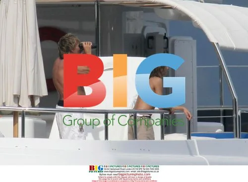 Rod Stewart and Penny Lancaster on yacht in Portofino