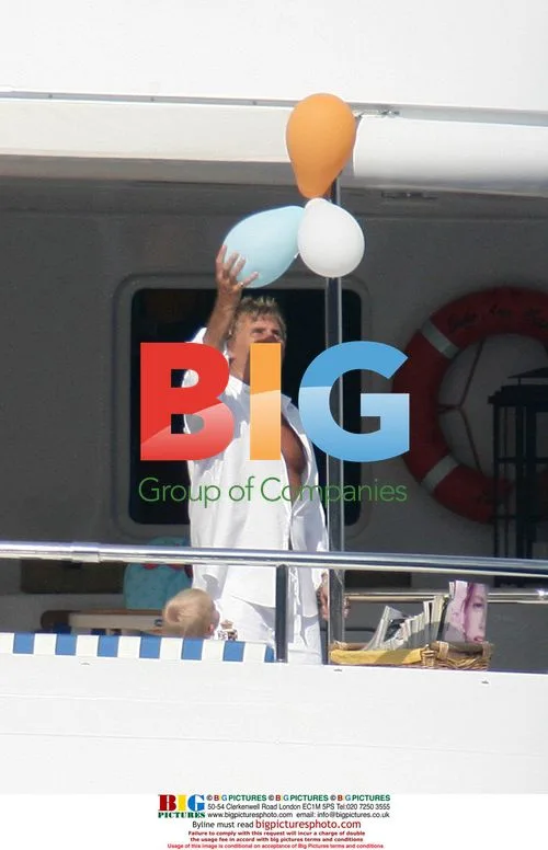 Rod Stewart and Penny Lancaster on Yacht in Portofino