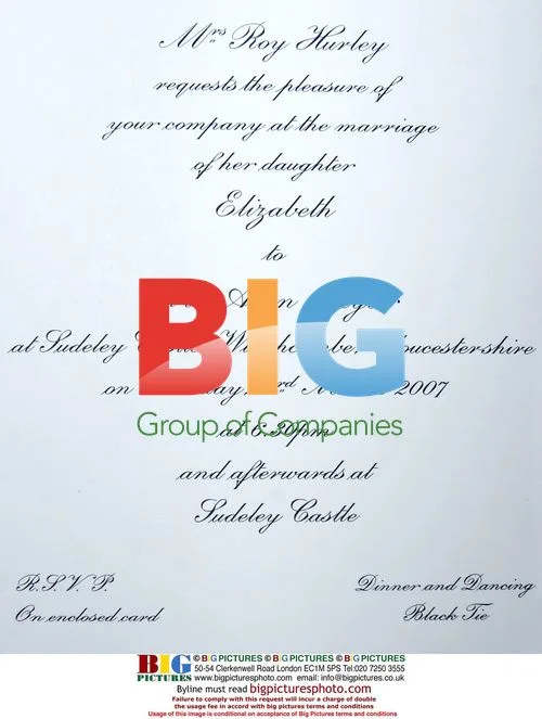 Liz Hurley's Wedding Invitation