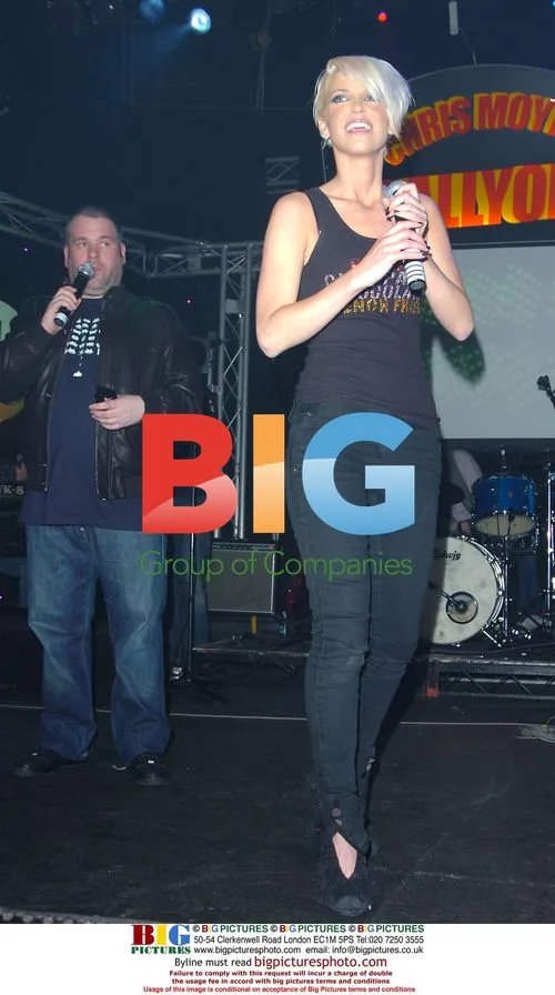 Sarah Harding and Chris Moyles at Comic Relief Rallyaoke
