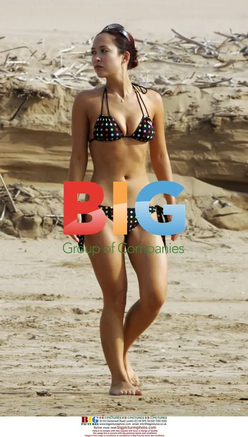 Myleene Klass and friend on beach