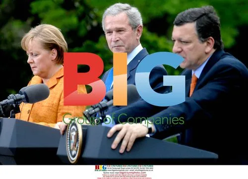 Bush, Barroso, and Merkel at the White House
