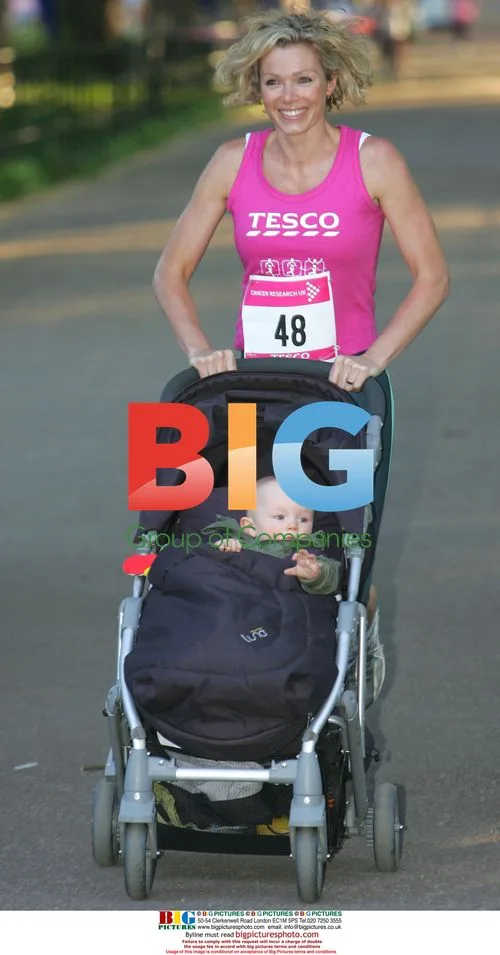 Nell McAndrew and son at Cancer Research UK Race for Life
