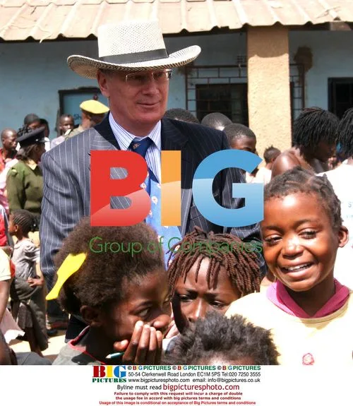 HRH The Duke of Gloucester with children in Zambia