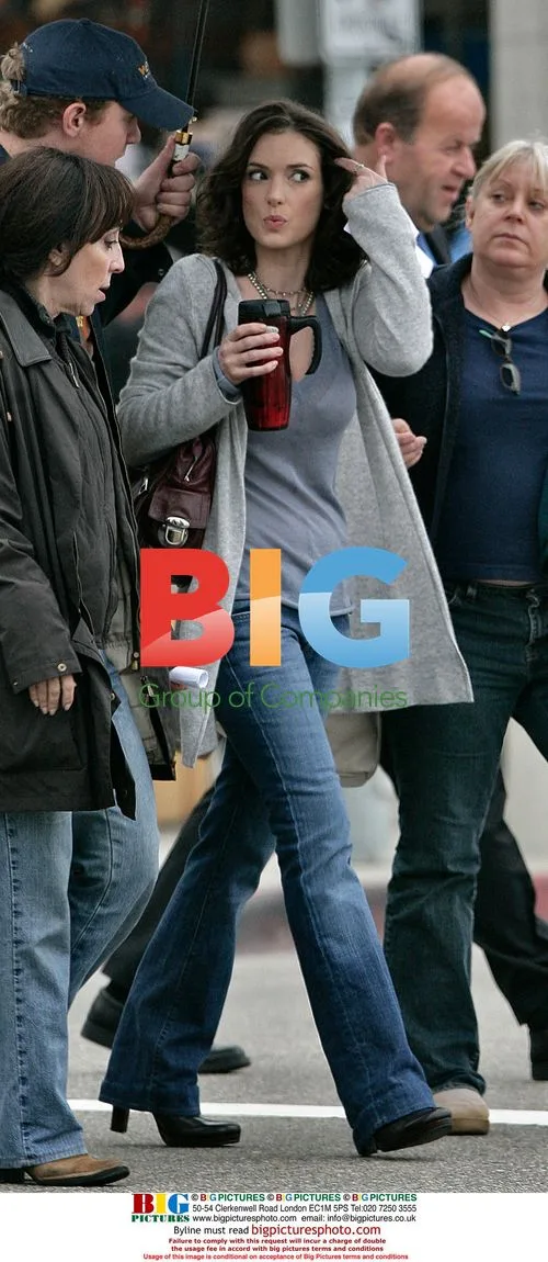 Winona Ryder on film set in Malibu