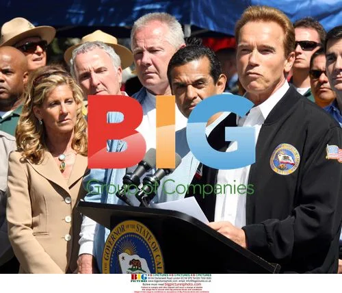 Arnold Schwarzenegger Speaks at Griffith Park Fire Press Conference