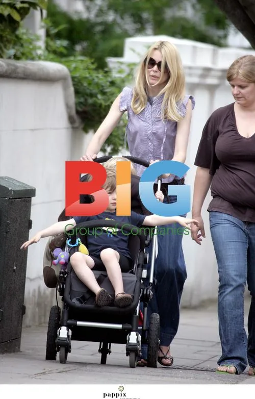 Claudia Schiffer with kids in London