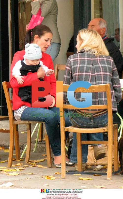 Kirsty Gallacher out with baby Oscar