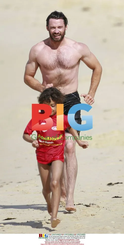 Hugh Jackman and family at Bondi Beach