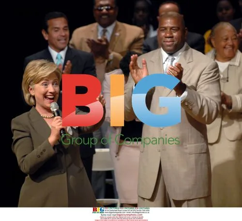 Hillary Clinton, Antonio Villaraigosa, Magic Johnson at Meeting