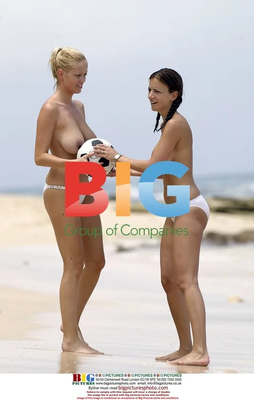 Models Lucy Becker and Malene Espensen Play Football in Caribbean