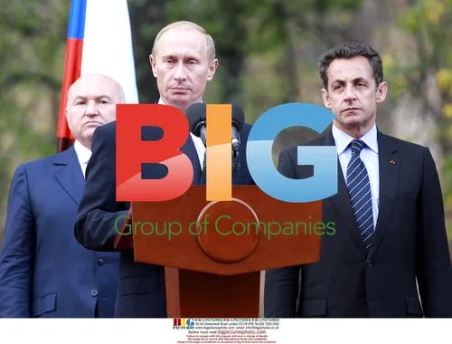 Putin, Luzhkov and Sarkozy at Normandie-Niemen Monument