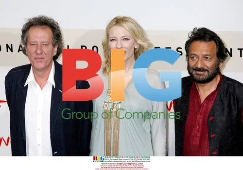 Geoffrey Rush, Cate Blanchett, and Shekhar Kapur at Rome Film Festival