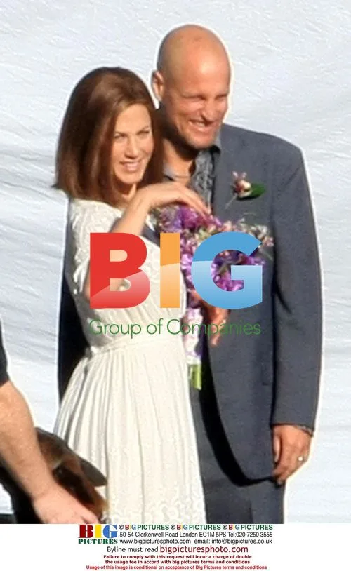Jennifer Aniston and Woody Harrelson film wedding scene