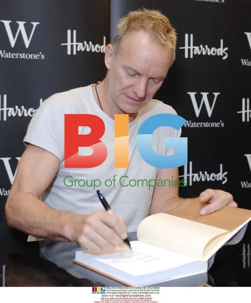 Sting signs book "Lyrics" in London