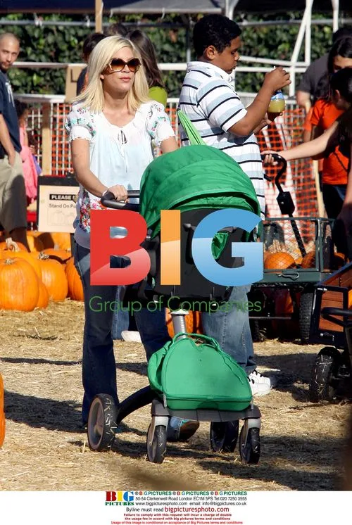 Tori Spelling and Family at Mr. Bones Pumpkin Patch