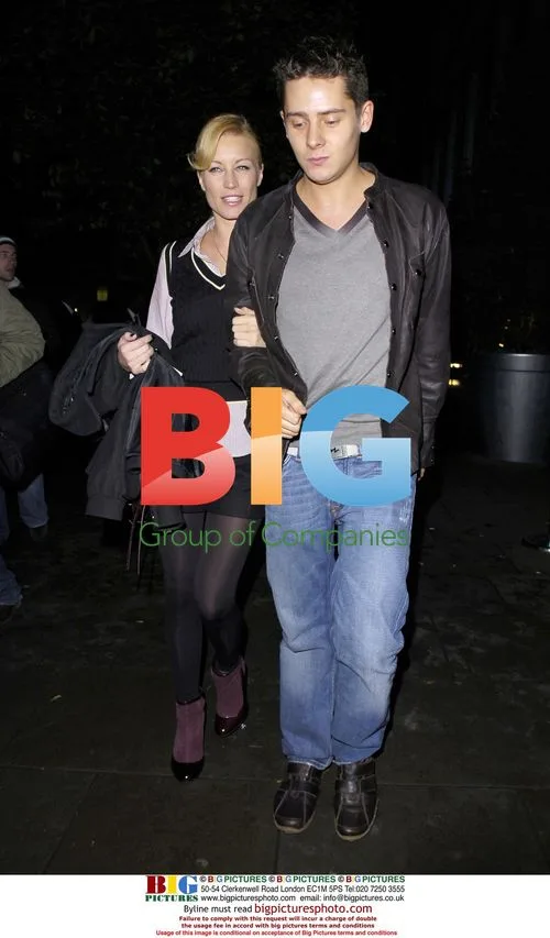 Denise Van Outen and Christopher Parker leave party