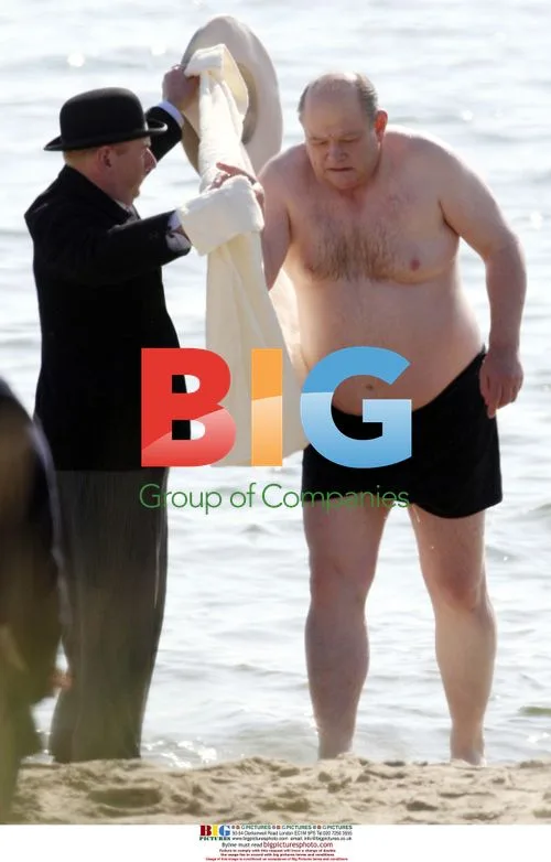 Brendan Gleeson as Churchill Filming Scenes