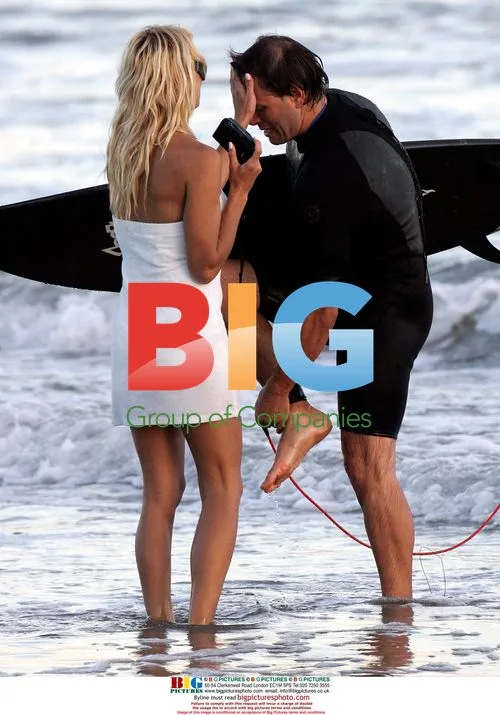 Pamela Anderson and Son Brandon at the Beach