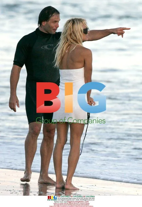 Pamela Anderson with son on the beach