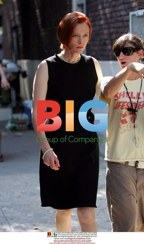 Tilda Swinton on set of "Burn after reading"