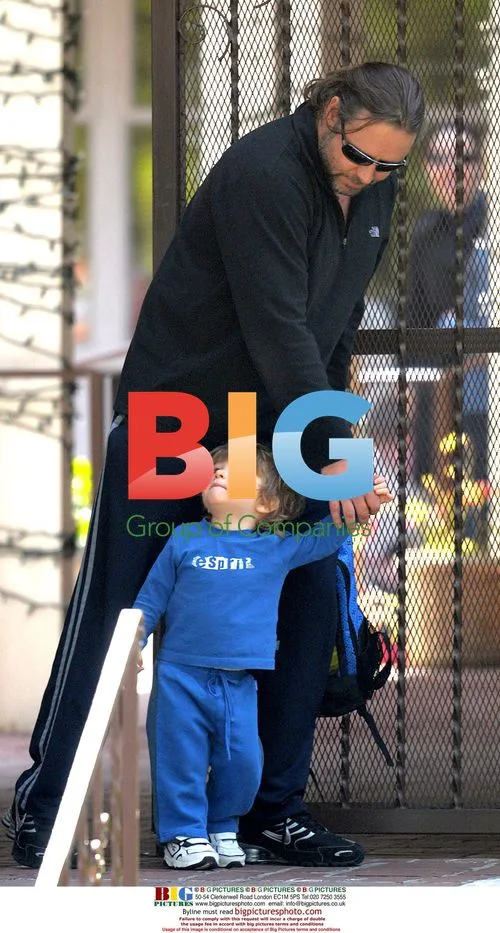 Russell Crowe Picks Up Son From School